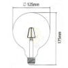 LED filament dekor izzó - G125 - 4 watt 440LM