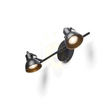 Kép ROSITA II fali lámpa fekete/aranysárga 230V LED GU10 2x9W