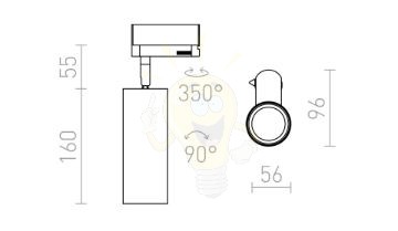 Kép MAVRO DIMM egyfázisú áramkörös sínre fekete/aranysárga  230V LED 12W 38°  3000K