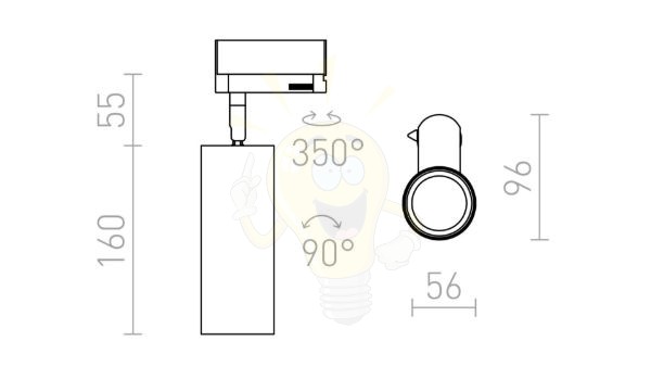 Kép MAVRO DIMM egyfázisú áramkörös sínre fekete/aranysárga  230V LED 12W 38°  3000K
