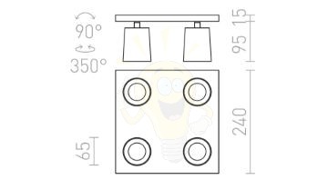 Kép KENNY IV mennyezeti lámpa  szálcsiszolt alumínium/fekete 230V LED GU10 4x8W