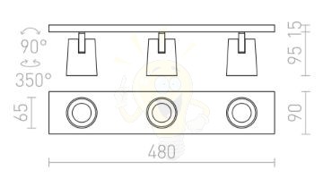 Kép KENNY III felületre szerelhető fehér/fekete  230V LED GU10 3x8W