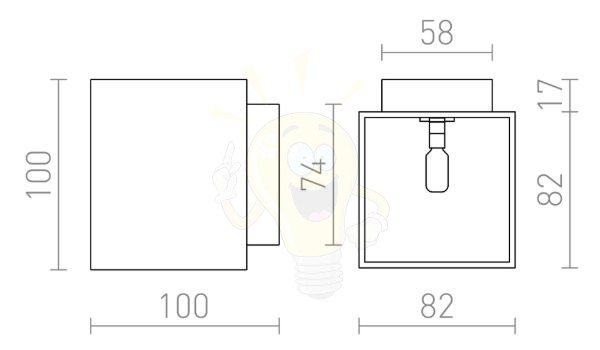 Kép TRIP SQ fali lámpa matt fekete/aranysárga  230V LED G9 5W