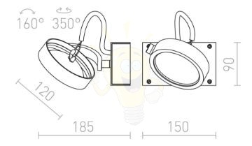 Kép KELLY I fali lámpa  szálcsiszolt alumínium 230V LED G53 15W