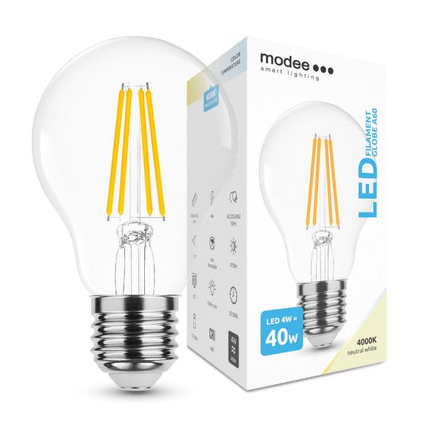 Modee Smart Lighting LED Filament Globe A60 4W E27 360° 4000K (470 lumen)