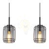 KAMMI hármas függeszték lámpa, rácsos üvegbúrával 15559-3H