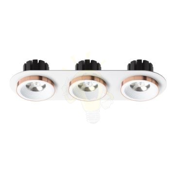 SHARM R III süllyesztett lámpa fehér réz 230V LED 3x10W 24°  3000K