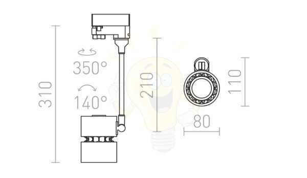 INDY 210 DIMM három áramkörös sínre fehér  230V 10W 38°  3000K