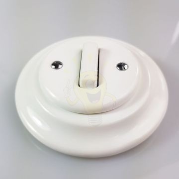 Porcelán kapcsoló, falba süllyesztett - fehér