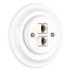 Porcelán hálózati dupla aljzat, rj45, falba süllyesztett