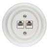 Porcelán hálózati dupla aljzat, rj45, falba süllyesztett