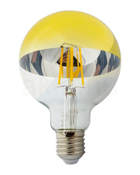 LED filament dekor izzó - tükrös arany - G95 - 8W - 4200K