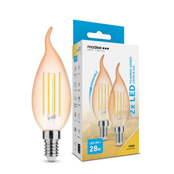 LED Filament Amber Gyertya FL C35 4W E14 320° 1800K (300 lumen) dimm.