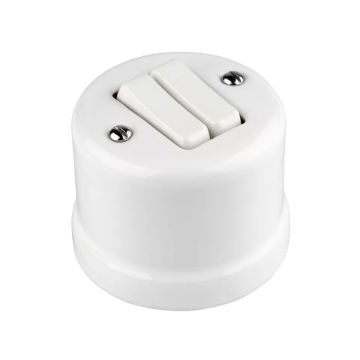 Porceláncsillárkapcsoló, falonkívüli, fehér, alternatív, 106+6
