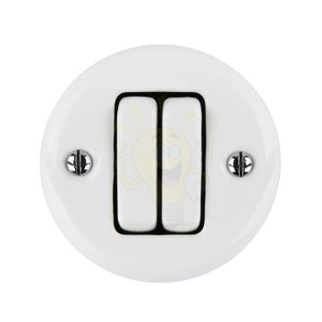 Porceláncsillárkapcsoló, falonkívüli, fehér, alternatív, 106+6