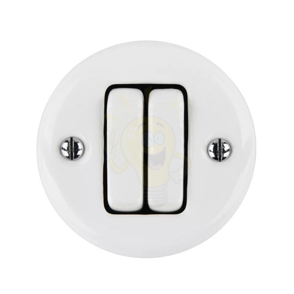 Porceláncsillárkapcsoló, falonkívüli, fehér, alternatív, 106+6