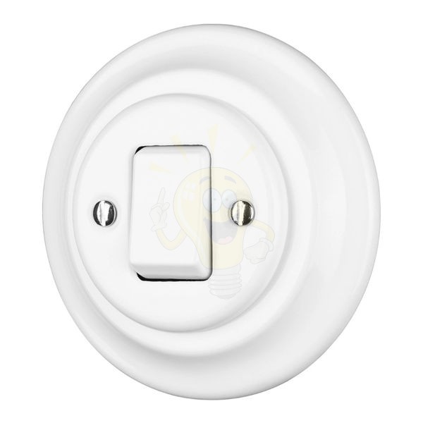 Porcelán kereszt kapcsoló, billenő, fehér, 107