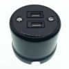 Porcelán USB csatlakozó falonkívüli, fekete