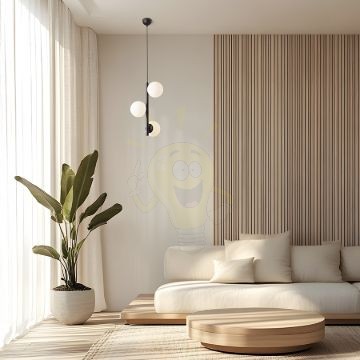 ETHERIA függő lámpa fekete opál üveg 230V LED E27 3x11W