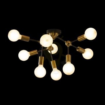 ARTEMIA 9 mennyezeti lámpa fekete szálcsiszolt sárgaréz 230V LED E27 9x15W