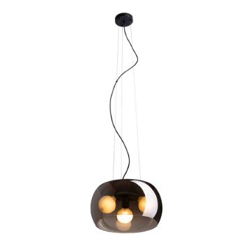 AMANDA függő lámpa matt fekete füstös üveg 230V LED E27 3x15W