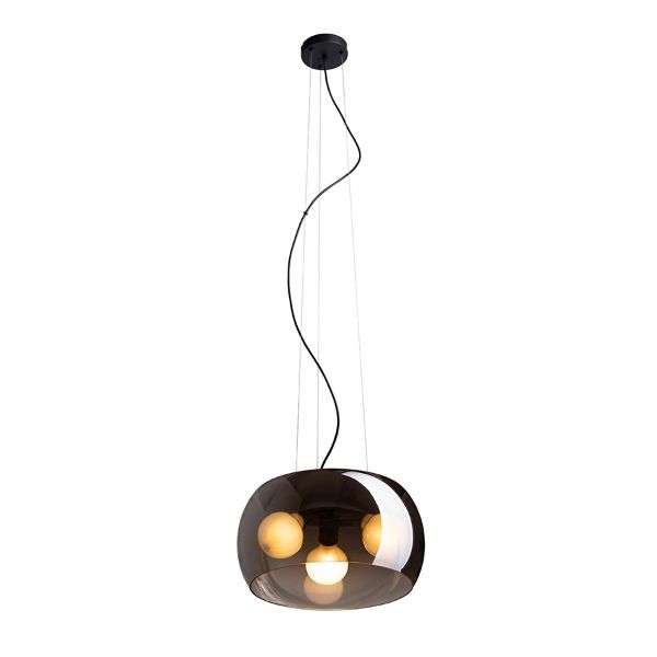 AMANDA függő lámpa matt fekete füstös üveg 230V LED E27 3x15W