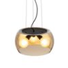 AMANDA függő lámpa matt fekete borostyánsárga üveg 230V LED E27 3x15W