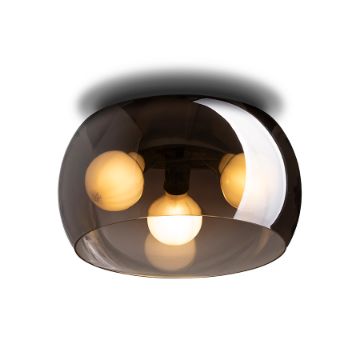 AMANDA mennyezeti lámpa matt fekete füstös üveg 230V LED E27 3x15W