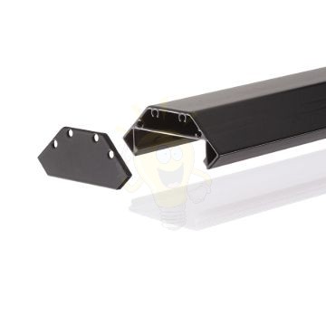 LED PROFILE J felületre szerelhető 1m fekete matt akrilát/alumínium 