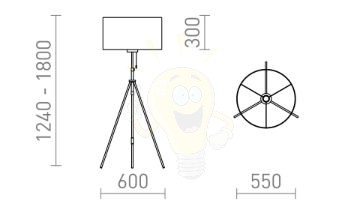 LUTON/RON 55 állólámpa  Polycotton fehér/fekete/fém 230V LED E27 15W