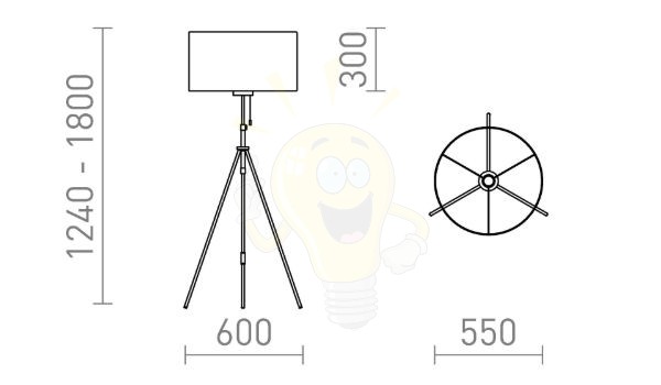 LUTON/RON 55 állólámpa  Polycotton fehér/fekete/fém 230V LED E27 15W