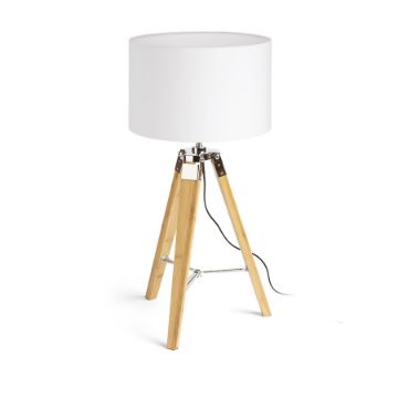 ALVIS/RON 40 asztali lámpa  Polycotton fehér/bambusz 230V LED E27 15W