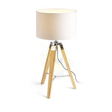 ALVIS/RON 40 asztali lámpa  Polycotton fehér/bambusz 230V LED E27 15W