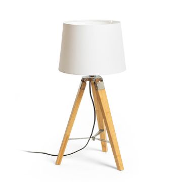 ALVIS/AMBITUS 30 asztali lámpa  Polycotton fehér/bambusz 230V LED E27 15W