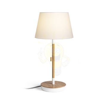 KEITH/ALVIS 24 asztali lámpa USB-vel fehér bükk 230V LED E27 11W