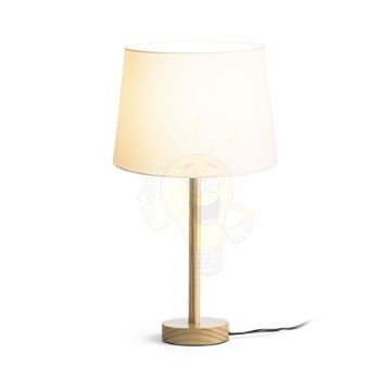 MAUI/AMBITUS 30 asztali lámpa  Polycotton fehér/fa 230V LED E27 15W