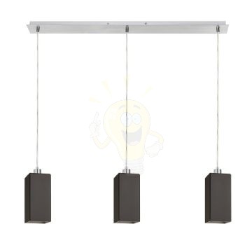 LIZ III 80 függő lámpa fekete üveg/króm 230V LED E27 3x15W