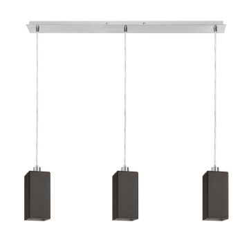LIZ III 80 függő lámpa fekete üveg/króm 230V LED E27 3x15W