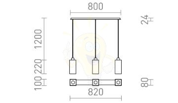 LIZ III 80 függő lámpa fekete üveg/króm 230V LED E27 3x15W