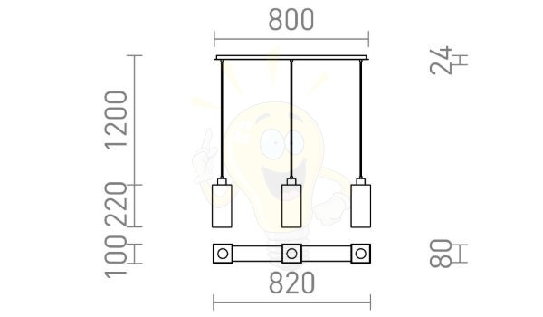 LIZ III 80 függő lámpa fekete üveg/króm 230V LED E27 3x15W