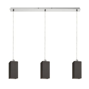 LIZ III 80 függő lámpa fekete üveg/matt nikkel 230V LED E27 3x15W