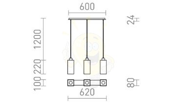 LIZ III 60 függő lámpa fekete üveg/króm 230V LED E27 3x15W