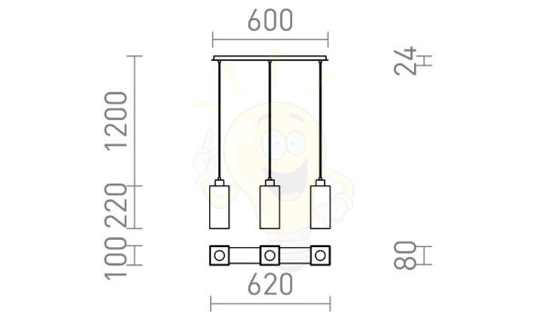 LIZ III 60 függő lámpa fekete üveg/króm 230V LED E27 3x15W