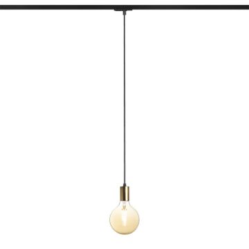 ARAQ egy áramkörös sínen függő lámpa  szálcsiszolt sárgaréz/fekete 230V LED E27 15W