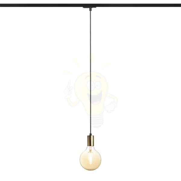 ARAQ egy áramkörös sínen függő lámpa  szálcsiszolt sárgaréz/fekete 230V LED E27 15W