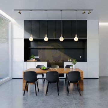 ARAQ egy áramkörös sínen függő lámpa  szálcsiszolt sárgaréz/fekete 230V LED E27 15W