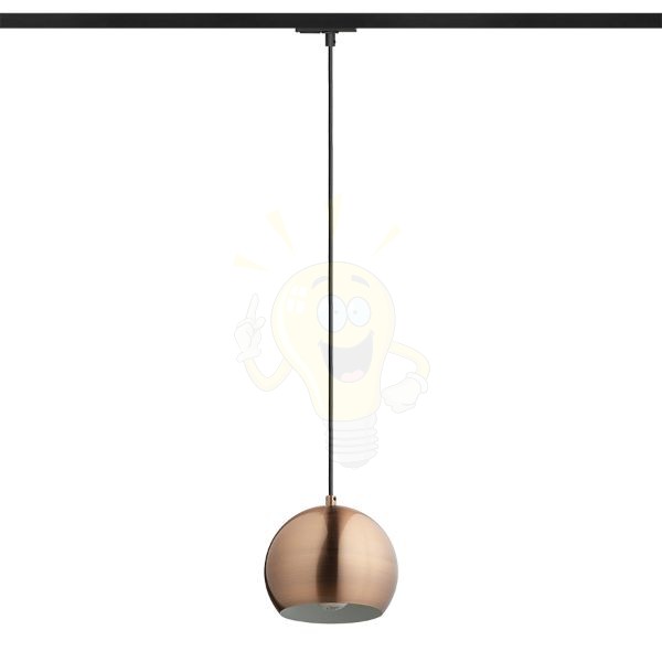 AGNETA egy áramkörös sínen függő lámpa  szálcsiszolt réz 230V LED E27 11W