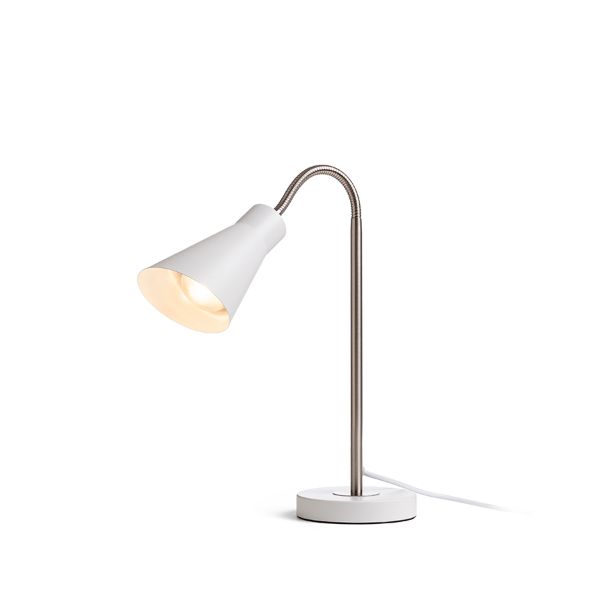 ANIKA asztali lámpa matt fehér matt nikkel 230V LED E27 15W