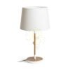 KEITH/AMBITUS 30 asztali lámpa USB-vel  Polycotton fehér/bükk 230V LED E27 15W
