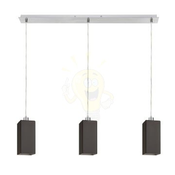 LIZ III 80 függő lámpa fekete üveg/króm 230V LED E27 3x15W